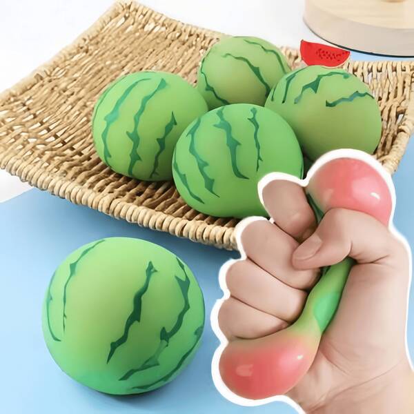 Watermelon Shaped Squishy Squeeze Toy, Soft TPR Slow Rebound Maltose Fidget Ball, Realistic Fruit Stress Relief Sensory Toy For Adults, Novelty Desk Decor & Anxiety Relief Gift