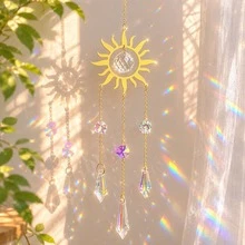 1pc Natural Crystal Sun Catcher Crystal Wind Chime Car Hanging Ornament Home Indoor Hanging Sunlight Diffuser - Sun Crystal Pendant - View 1