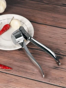 1pc Stainless Steel Garlic Press, Large Kitchen Garlic Crusher, Manual Garlic Mincer & Peeler, Easy To Clean, Durable, Rust-Proof, Easy To Press, Suitable For Daily Cooking, Garlic Tool, Kitchen Gadget, Kitchen Accessory - Multicolor - View 3