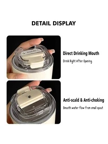 1pc 380ml Watercolor Heart Rose Pattern Double-Wall Stainless Steel Insulated Hot & Cold Cup, , Water Bottle, Tumbler, Coffee Cup, Portable Cup, Suitable For Gym, Office, Home, Outdoor, Travel, Holiday Gift, Graduation Season, Back To School Season, Mother's Day And Other Occasions - Multicolor - View 5