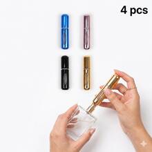 New 5ml Bottom-Refill Perfume Spray Bottle Aluminum Reusable Portable Travel Cosmetic Fragrance Dispenser - Pack Of 4 (Black, Blue, Gold, Pink) - View 6