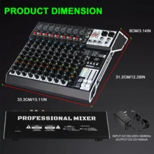 Audio Mixer,  10 Channel Professional Sound Mixer Console With 99 DSP Effects, Mixing Board DJ Mixer W/USB, Bluetooth, 48V Power Supply, PAD Button For Recording Karaoke PA Drum Live Music - X1-10 Channels - View 12