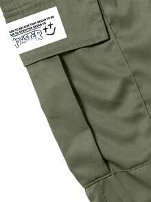 Plus Size Men's Multi-Pocket Cargo Straight Leg Pants, Loose Fit, Versatile For Fitness And Commuting, Spring/Autumn - Army Green - View 5