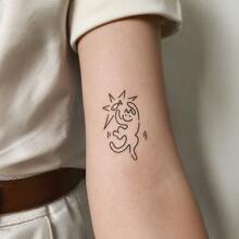 1 pieza Tatuaje temporal impermeable resistente al roce de PVC con patrón realista y divertido de gatito, adecuado para uso diario - Gris - Ver 2