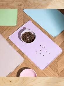 1 PC Multi-Color Pet Silicone Placemat, Waterproof, Oil-Proof, Easy To Clean, Non-Slip, Durable, Won't Damage Floors, Foldable For Storage, Suitable For Cats And Dogs, Protect Pet Dining Hygiene, Dogs Stuff,Cat Stuff,Pet Supplies - Multicolor - View 4