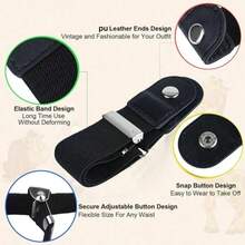1set Women's Casual Belt, Simple Short Elastic Belt, Buckle-Less Stretch Belt - Suitable For Both Men And Women; Fits Trousers. Available In 6 Colors To Match Various Styles. - Multiple Styles - View 7