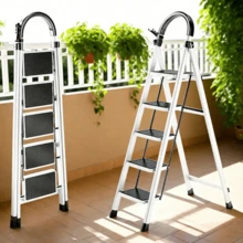 Portable 5-Step Tubular Folding Ladder - White - View 10