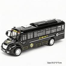 1pc Sound & Light Bus Toy: Press To Activate Sound And Light, Inertia Sliding, Durable Material; School Bus/Police Car/Fire Truck, Multiple Models And Colors Available; Rubber Tires; Essential For Desktop Display; Children's Toy Gift - Multicolor - View 7