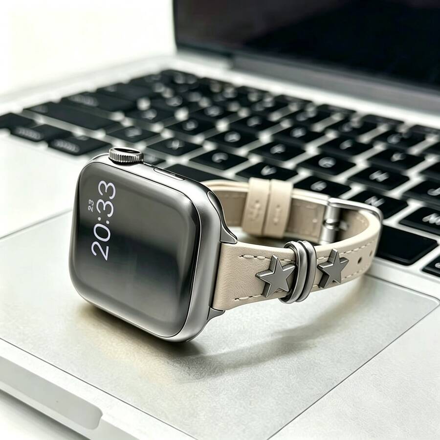 1件龐克風皮革環扣適用於Apple Watch錶帶 女款細款 38mm 40mm 41mm 42mm 44mm 45mm 46mm 49mm 系列 Ultra 11/10/9/8/7/6/5/4/3 SE