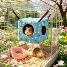 Small Animal Hideaway& Hammock, Cozy House For Small Pets,Washable Pet Cave& Hideout Corner, Hanging Hammock Hideout Bed, Cage Accessories For Guinea, Hamster, Rat, Glider, Squirrel, Ferret, Kitten, Squirrel, Chinchilla - A - View 5