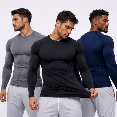 Kit 3 Camiseta Dry Fit Academia Compressão Térmica Proteção Uv 50+ Segunda Pele Camiseta Blusa Malha Fria Academia
