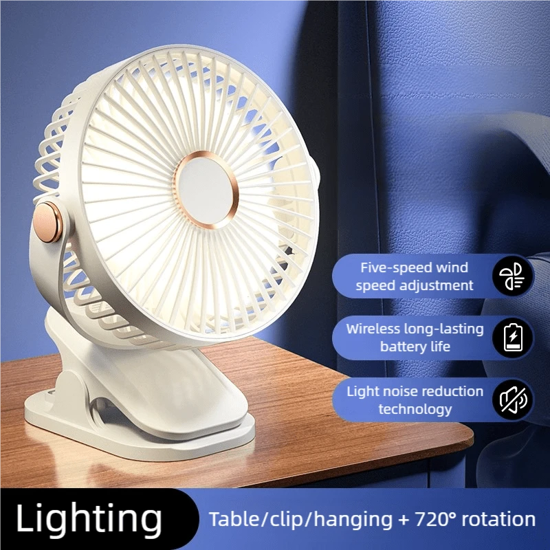 2026款 USB充電迷你風扇 附LED時尚小夜燈,長效續航、強勁風力,涼爽舒適,露營車露營、野餐、戶外運動、跑步、辦公室、旅行必備,送禮佳品,800mAh - 顏色隨機 - 查看 1