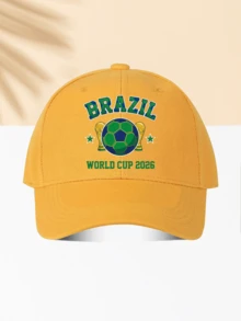1件羊毛棒球帽 世界盃主題「BRAZIZ WORLD CUP 2026」印花圖案 送給家人和朋友的禮物 全季節裝飾風格 男士女士必備時尚單品 - 毛青 - 查看 12