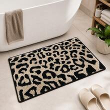 1pc Luxury Leopard Print Bathroom Anti-Slip Mat, Faux Cashmere Rectangular Rug, Absorbent & Non-Slip, Suitable For Bathroom, Toilet, Bedroom, Kitchen Entrance And Other Home Decor, All Season - A - View 16