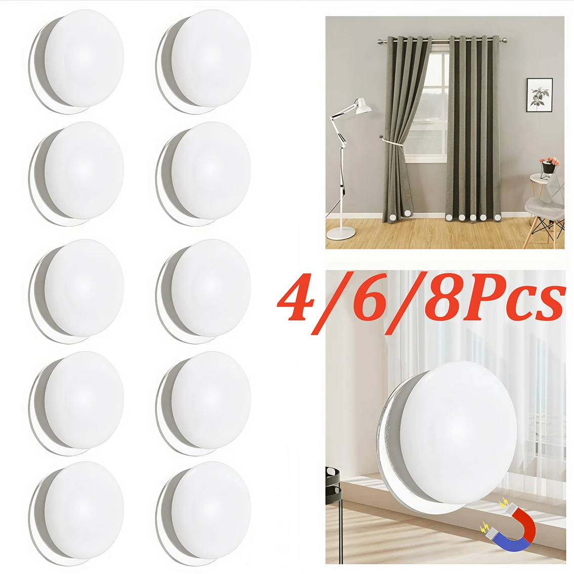 4/6/8pcs Curtain Weights, Tablecloth Weights, Curtain Windproof Weights, Shower Curtain Weights, Waterproof Heavy Duty Magnets, Prevent Curtain Liners From Blowing Around, Suitable For Curtains, Tablecloths, Flags, Outdoor Curtains