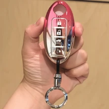 Luxury Gradient Pink Japanese Car Key Cover 4 Keys, Gradient Pink, Suitable For Altima Sentra Rogue Maxima Qashqai, Fashion Cute Automotive Accessories, Providing Replacement Machinery Parts Level Protection Hardware Key Shell Protector With Keychain - Gradient Pink Ring Design - View 5