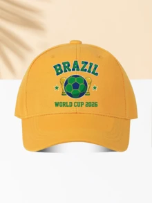 1件羊毛棒球帽 世界盃主題「BRAZIZ WORLD CUP 2026」印花圖案 送給家人和朋友的禮物 全季節裝飾風格 男士女士必備時尚單品 - 毛青 - 查看 4