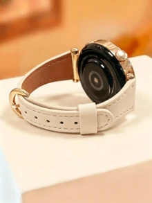 1pc 18mm 20mm 22mm Women's Thin Leather Watch Band Strap Compatible With Samsung Galaxy Watch 4 5 6 7 40/44mm Active GT4 5 6 41/42/46mm - Multicolor - View 15