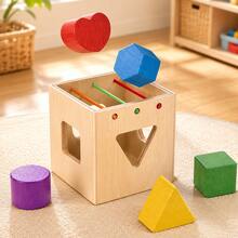 Wooden Shape Sorting Toy For Toddlers – Montessori Educational Activity Box With Colorful Geometric Blocks For Early Learning - Multicolor - View 11