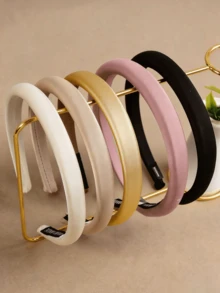 1pc/4pcs/5pcs Fashion Elegant Satin Solid Color Wide Headband Women's Hair Accessories Suitable For Party Prom, Dress Up, Outing - Multicolor - View 10