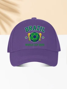 1件羊毛棒球帽 世界盃主題「BRAZIZ WORLD CUP 2026」印花圖案 送給家人和朋友的禮物 全季節裝飾風格 男士女士必備時尚單品 - 毛青 - 查看 5