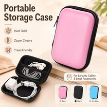 4 piezas/2 piezas/1 pieza Caja de almacenamiento portátil de carcasa dura, bolsa organizadora electrónica mini con cremallera y bolsillo de malla, bolsa de almacenamiento compacta para auriculares, cables y cargadores, bolsa portátil de viaje, adecuada para auriculares, cables USB, accesorios pequeños, almacenamiento en escritorio y bolsa - Multicolor - Ver 1