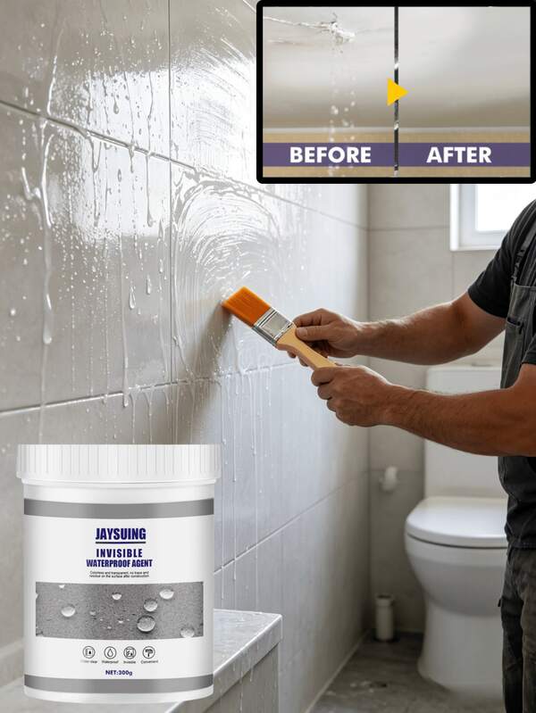 JAYSUING Sellador impermeable para uso doméstico - Sella grietas y fugas en baños, cocinas, paredes exteriores, techos, balcones y superficies de pared. Revestimiento transparente y penetrante a prueba de agua apto para azulejos y piedra. Fácil de aplicar, impermeabilización duradera sin demolición.