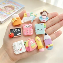 10/20/30pcs Resin Kawaii Cartoon School Supplies Books, Drawing Boards, Paintbrushes Series Flat Back Convex Round - Learning Theme, Scrapbooking, DIY Crafts, Holiday Decoration Jewelry Making Accessories - Random Mix - School Supplies - View 6