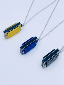 1個高品質4孔8音迷你項鍊口琴,多色可選,初學者音樂樂器,情人節、感恩節、節日吊墜小禮物 - 彩色 - 查看 8
