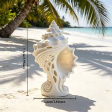 1個中空海螺殼雕塑，藝術海螺殼裝飾品 | 海洋風桌面裝飾/侘寂風民宿入口裝飾壁龕創意軟裝 - 1PC - 查看 3