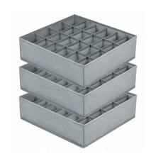 3pcs Fabric Socks Underwear Bra Organizer Box, 24-Grid Divider Storage Box, Drawer Organizer, Stackable Closet Storage Box - Premium Material | Categorized Storage | Dustproof And Moisture-Proof (Multiple Colors Available) - Grey - View 2
