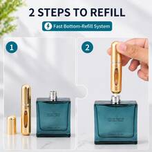 New 5ml Bottom-Refill Perfume Spray Bottle Aluminum Reusable Portable Travel Cosmetic Fragrance Dispenser - Pack Of 4 (Black, Blue, Gold, Pink) - View 2