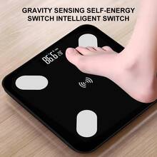 Intelligent Electronic Weight Scale, Tempered Glass, Rounded Anti-Collision Design, With Body Fat Monitoring Function, Powered By 2 AAA Batteries (Without Batteries), Unisex, Suitable For Home And Office Use. - Multicolor - View 4