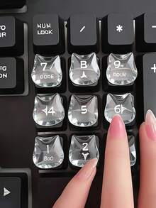 10/26pcs Cat-Shaped Transparent Keycaps - Glossy Cat Eye Design, /White Nail Button Covers, Suitable For QWERTY Typing, Compatible With PC/Laptop, Cute Computer And Cat Lover DIY Typing Aid, Keyboard Gaming, Fun Keyboard, Keyboard And Tablet Protection - View 5