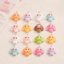 9/18 piezas Colgante de conejo de resina colorido, encantos de conejo lindos de color aleatorio, accesorios para hacer joyas DIY adecuados para collares, aretes - Colgante de conejo colorido - Ver 8
