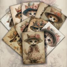 20pcs Victorian Style Cat Postcard Set, Classic Poster Art Style, Suitable For Scrapbooking And Handmade Crafts - View 5
