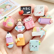 10/20/30pcs Resin Kawaii Cartoon School Supplies Books, Drawing Boards, Paintbrushes Series Flat Back Convex Round - Learning Theme, Scrapbooking, DIY Crafts, Holiday Decoration Jewelry Making Accessories - Random Mix - School Supplies - View 4