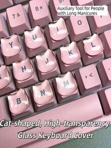 10/26pcs Cat-Shaped Transparent Keycaps - Glossy Cat Eye Design, /White Nail Button Covers, Suitable For QWERTY Typing, Compatible With PC/Laptop, Cute Computer And Cat Lover DIY Typing Aid, Keyboard Gaming, Fun Keyboard, Keyboard And Tablet Protection - View 2