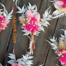 1/2/4/8/12件迷你人造花束 波西米亞風婚禮胸花 男士領花 桌上中心裝飾 蘆葦草生日蛋糕花卉裝飾 - L7-Pink - 查看 5