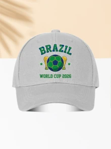 1件羊毛棒球帽 世界盃主題「BRAZIZ WORLD CUP 2026」印花圖案 送給家人和朋友的禮物 全季節裝飾風格 男士女士必備時尚單品 - 毛青 - 查看 16