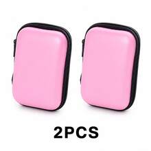 4 piezas/2 piezas/1 pieza Caja de almacenamiento portátil de carcasa dura, bolsa organizadora electrónica mini con cremallera y bolsillo de malla, bolsa de almacenamiento compacta para auriculares, cables y cargadores, bolsa portátil de viaje, adecuada para auriculares, cables USB, accesorios pequeños, almacenamiento en escritorio y bolsa - Multicolor - Ver 11