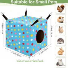 Small Animal Hideaway& Hammock, Cozy House For Small Pets,Washable Pet Cave& Hideout Corner, Hanging Hammock Hideout Bed, Cage Accessories For Guinea, Hamster, Rat, Glider, Squirrel, Ferret, Kitten, Squirrel, Chinchilla - A - View 12