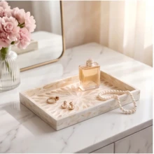 OBOVAY Rectangular Handmade Full-Shell Waterproof Easy-To-Clean Durable Heat-Resistant Decorative Luxury Tray, Suitable For Cakes, Desserts, Bread, Coffee, Fruit, Keys, Perfume, Jewelry, Earrings, Restaurant, Bathroom, Room, Home, Office, Hotel, Gift - Multicolor - View 5