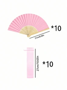 3-60件組優雅折疊手搖扇套組，含感謝卡與禮品袋，竹製手搖扇，適合新娘使用，適合作為伴娘禮物與婚禮裝飾，完美適用於派對、活動與夏季配件 - 粉紅色 - 查看 7
