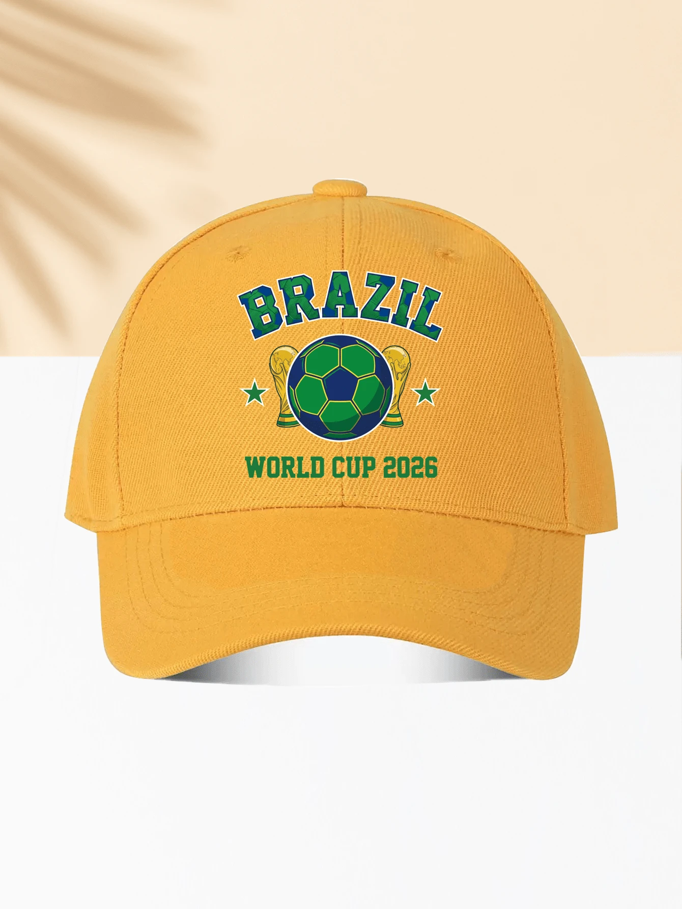 1件羊毛棒球帽 世界盃主題「BRAZIZ WORLD CUP 2026」印花圖案 送給家人和朋友的禮物 全季節裝飾風格 男士女士必備時尚單品