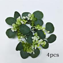 1/4入蠟燭環，耐用逼真花環，綠色尤加利葉，波希米亞風小花環，適用於室內圓柱形蠟燭台，適合春夏季婚禮及桌面聖誕裝飾 - 橄欖綠 - 查看 11
