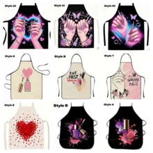 Adjustable Personalized Nail Art Pattern Apron, Suitable For Nail Technicians, Nail Salon Workers, Baking Enthusiasts, Housewives, Home Kitchen, Nail Salon Uniform, Perfect Gift For Nail Art Lovers - Multicolor - View 9