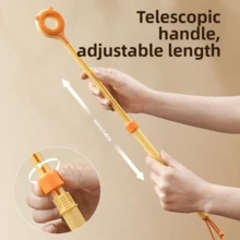 2 In 1 Cat Teaser Wand & Massage Scratching Brush, 36-55cm Extendable Telescopic Cat Fishing Pole Toy, Soft Skin Friendly Pet Grooming Massager, Relieve Itchy Skin Interactive Exercise Toy, Anti Boredom Play Supplies For Indoor Kitten & Adult Cats - Multicolor - View 5