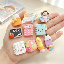 10/20/30pcs Resin Kawaii Cartoon School Supplies Books, Drawing Boards, Paintbrushes Series Flat Back Convex Round - Learning Theme, Scrapbooking, DIY Crafts, Holiday Decoration Jewelry Making Accessories - Random Mix - School Supplies - View 7