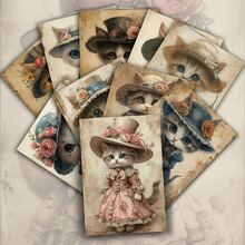 20pcs Victorian Style Cat Postcard Set, Classic Poster Art Style, Suitable For Scrapbooking And Handmade Crafts - View 3
